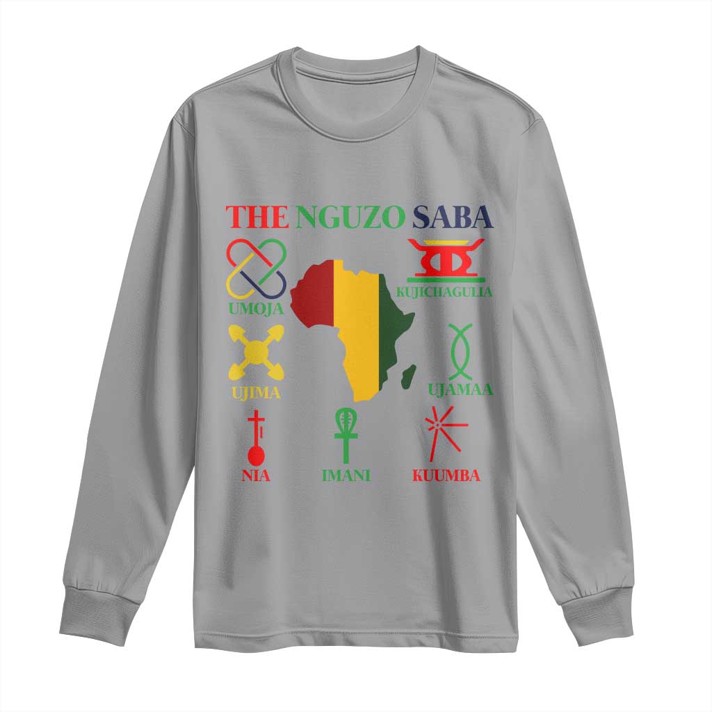 Nguzo Saba Seven Principles Long Sleeve Shirt Festival Of Lights African Heritage Gift TS12 Sport Gray Print Your Wear