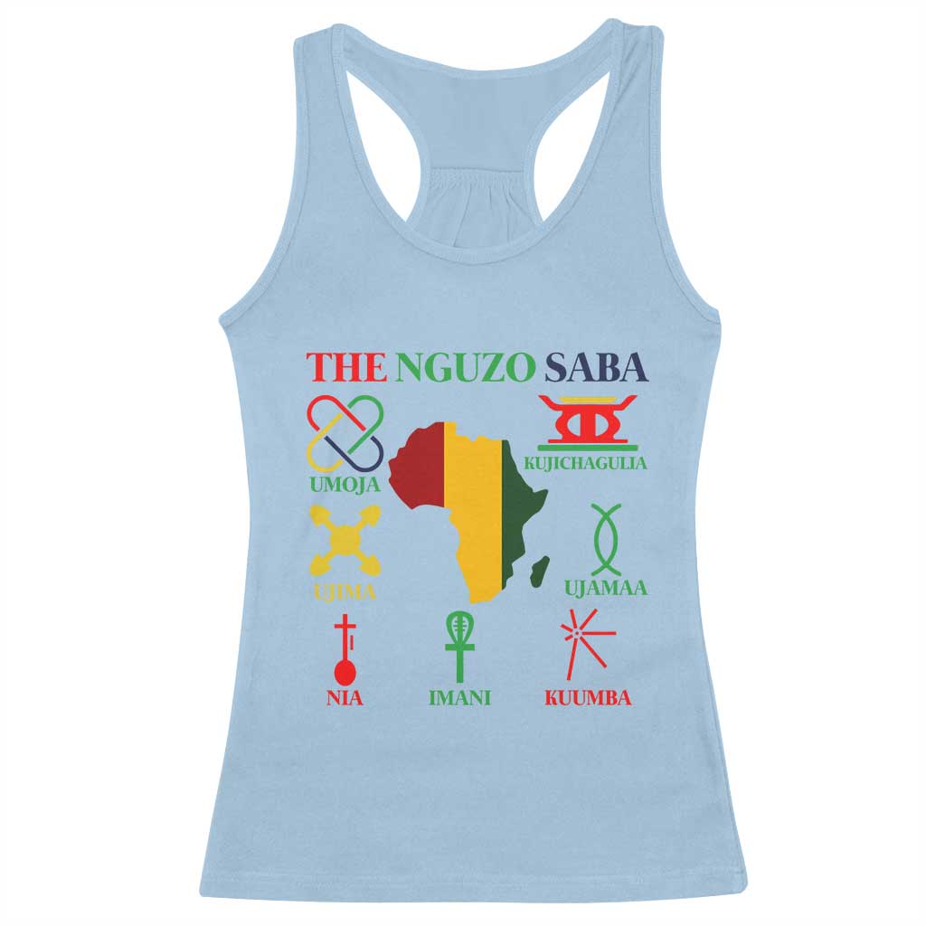 Nguzo Saba Seven Principles Racerback Tank Top Festival Of Lights African Heritage Gift TS12 Light Blue Print Your Wear