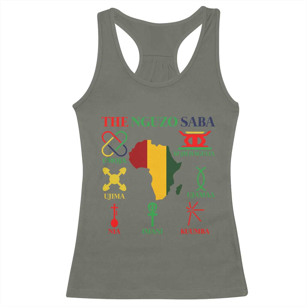 Nguzo Saba Seven Principles Racerback Tank Top Festival Of Lights African Heritage Gift TS12 Military Green Print Your Wear