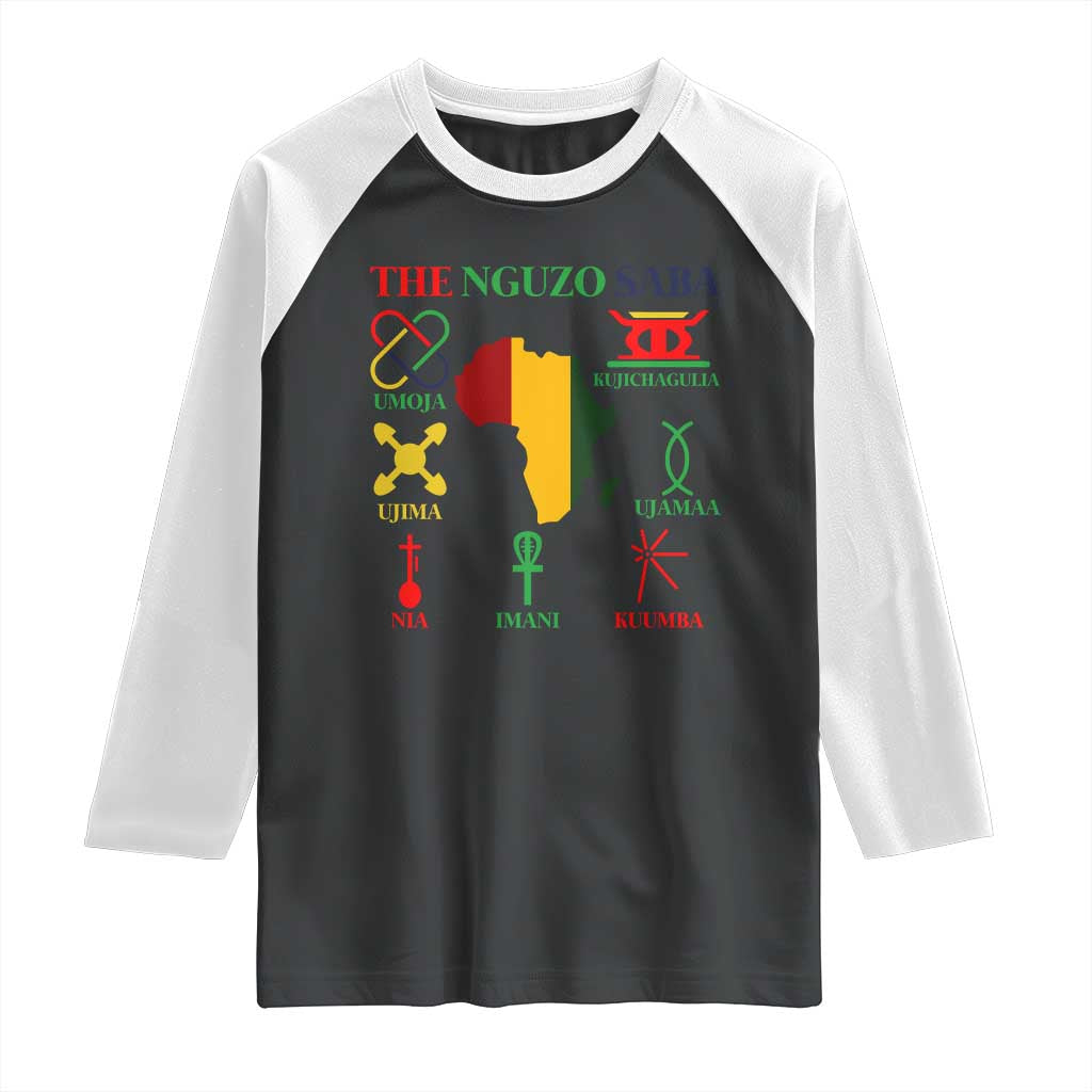 Nguzo Saba Seven Principles Raglan Shirt Festival Of Lights African Heritage Gift - Print Your Wear