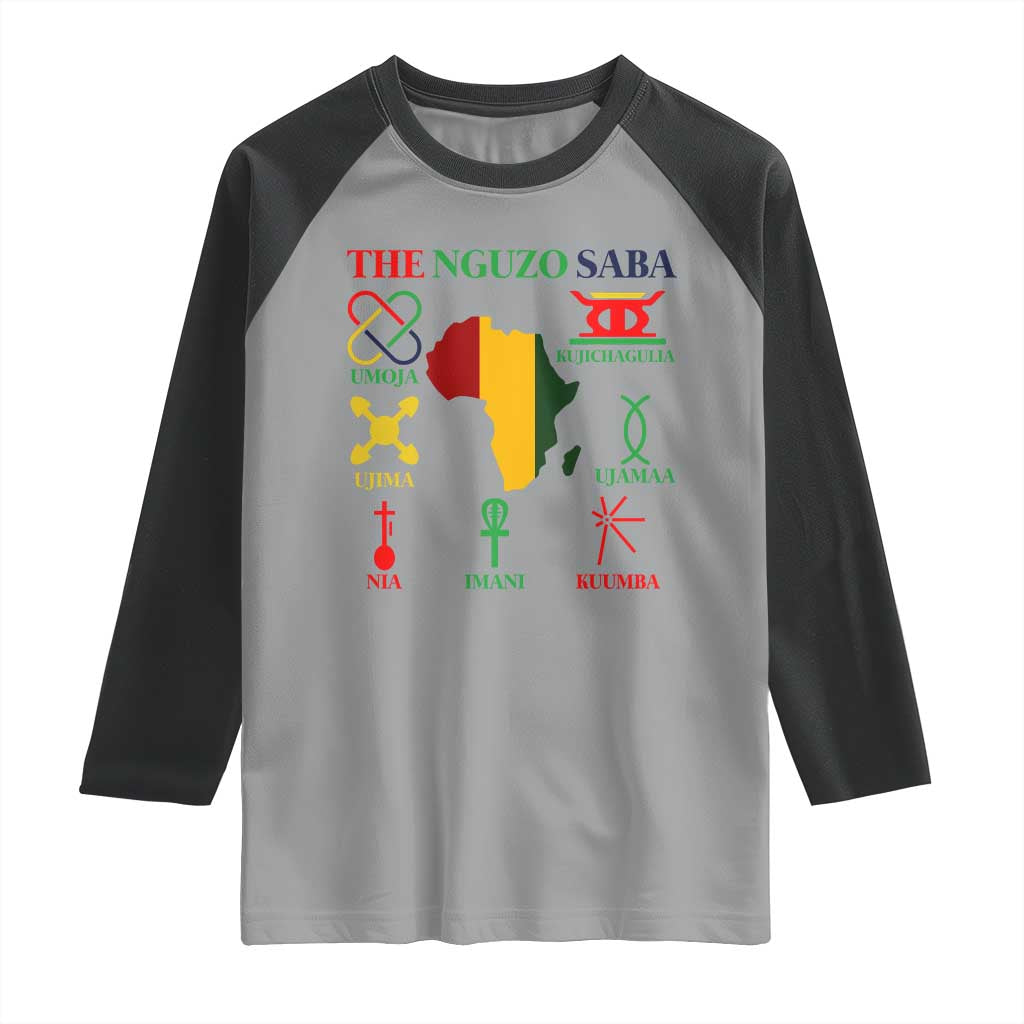 Nguzo Saba Seven Principles Raglan Shirt Festival Of Lights African Heritage Gift - Print Your Wear
