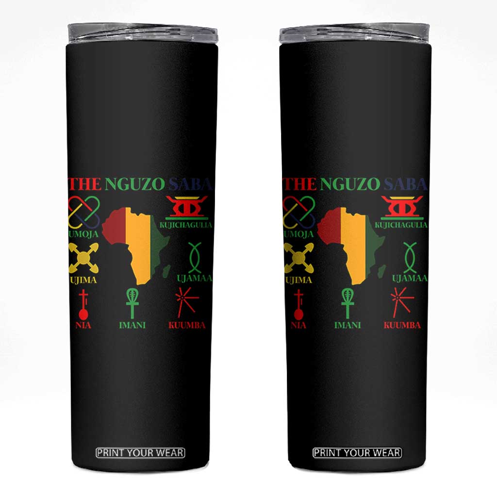 Nguzo Saba Seven Principles Skinny Tumbler Festival Of Lights African Heritage Gift - Print Your Wear