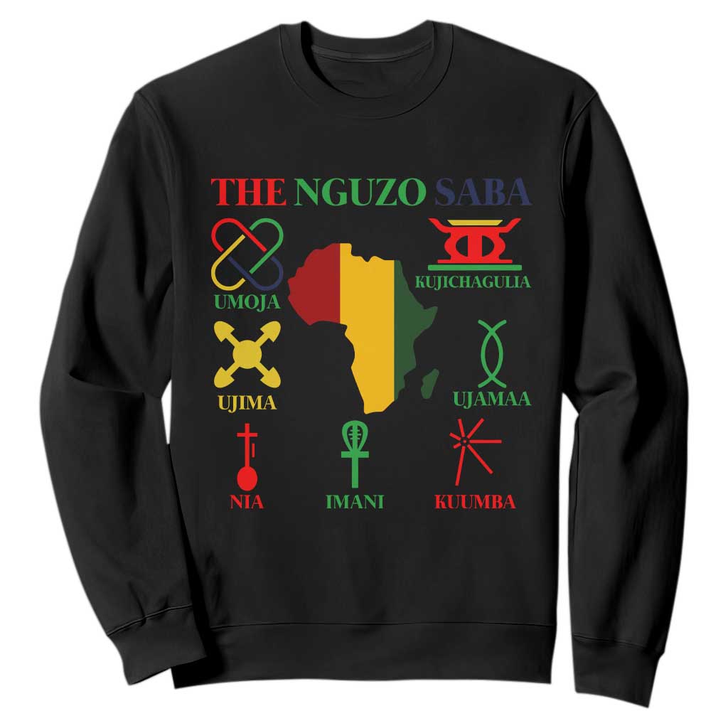 Nguzo Saba Seven Principles Sweatshirt Festival Of Lights African Heritage Gift TS12 Black Print Your Wear