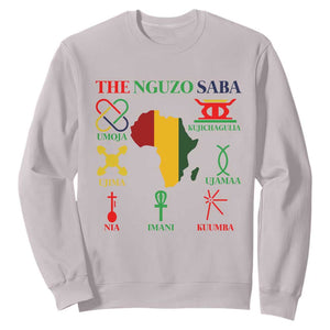 Nguzo Saba Seven Principles Sweatshirt Festival Of Lights African Heritage Gift TS12 Ice Gray Print Your Wear