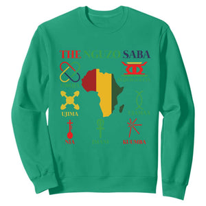Nguzo Saba Seven Principles Sweatshirt Festival Of Lights African Heritage Gift TS12 Irish Green Print Your Wear