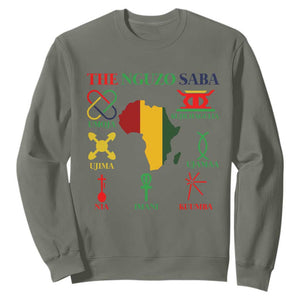 Nguzo Saba Seven Principles Sweatshirt Festival Of Lights African Heritage Gift TS12 Military Green Print Your Wear
