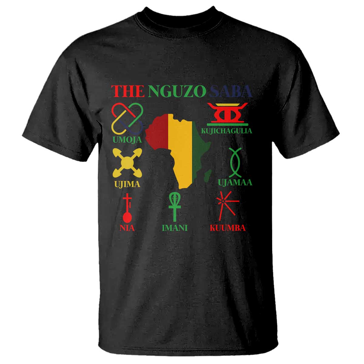 Nguzo Saba Seven Principles T Shirt Festival Of Lights African Heritage Gift TS12 Black Print Your Wear