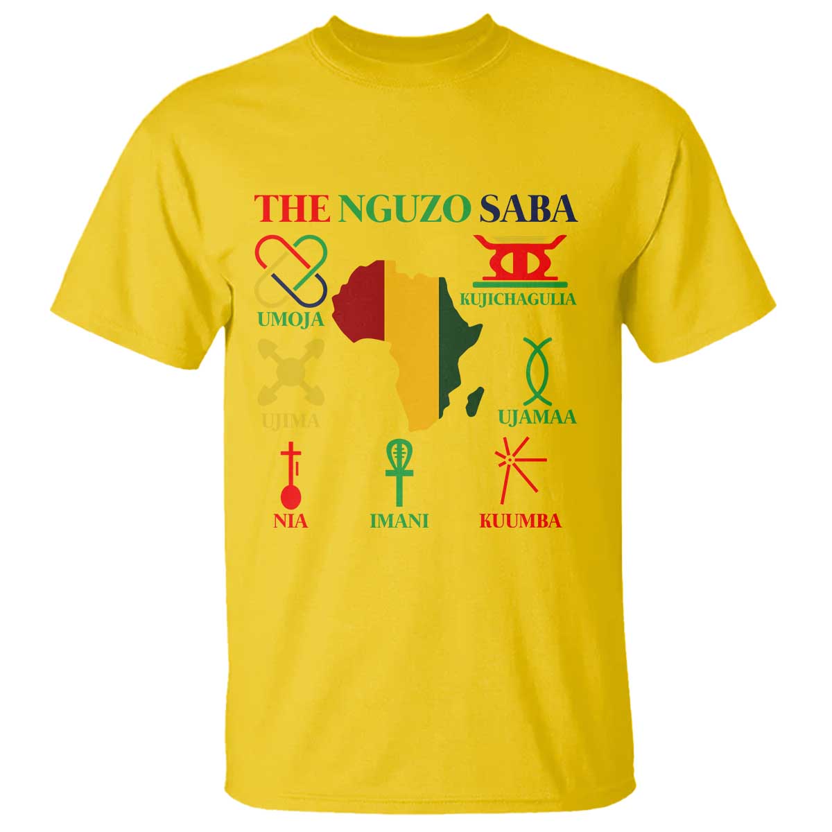 Nguzo Saba Seven Principles T Shirt Festival Of Lights African Heritage Gift TS12 Daisy Print Your Wear