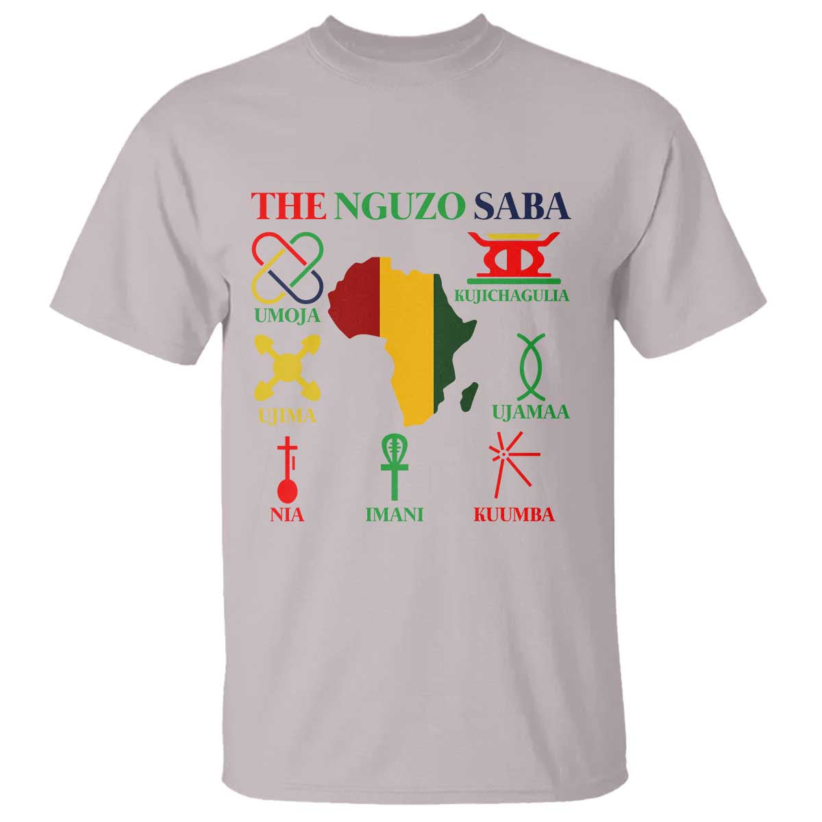 Nguzo Saba Seven Principles T Shirt Festival Of Lights African Heritage Gift TS12 Ice Gray Print Your Wear