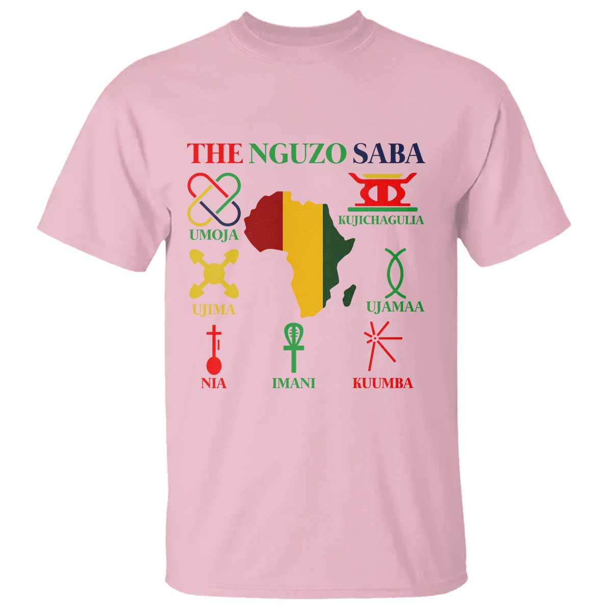 Nguzo Saba Seven Principles T Shirt Festival Of Lights African Heritage Gift TS12 Light Pink Print Your Wear