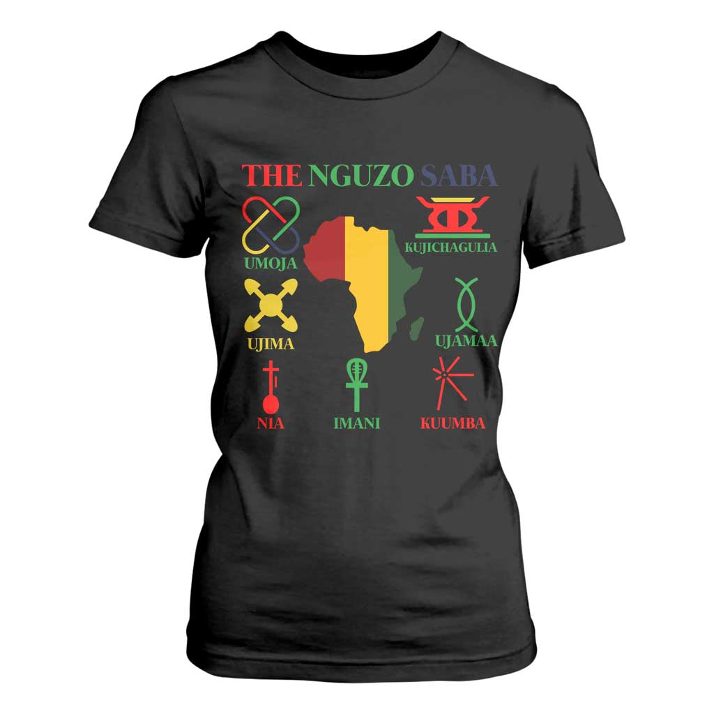Nguzo Saba Seven Principles T Shirt For Women Festival Of Lights African Heritage Gift TS12 Black Print Your Wear