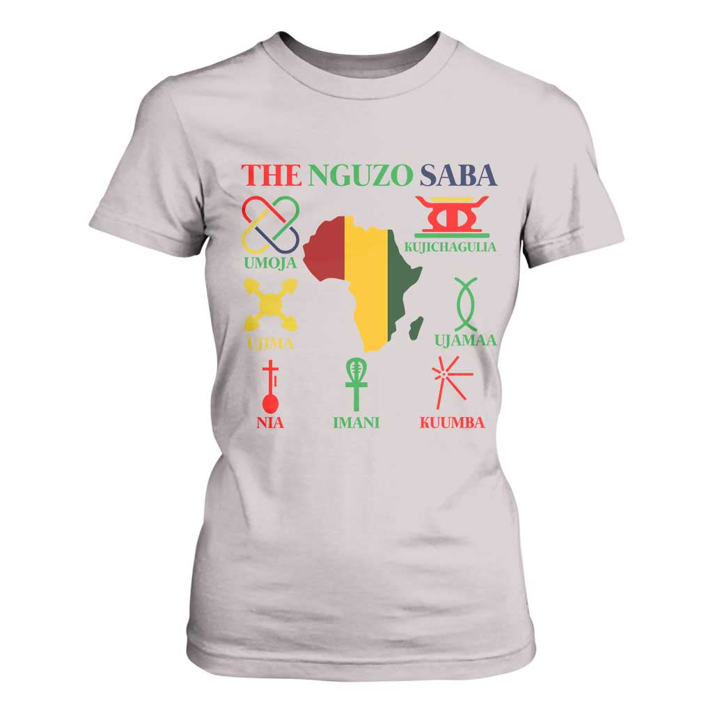 Nguzo Saba Seven Principles T Shirt For Women Festival Of Lights African Heritage Gift TS12 Ice Gray Print Your Wear