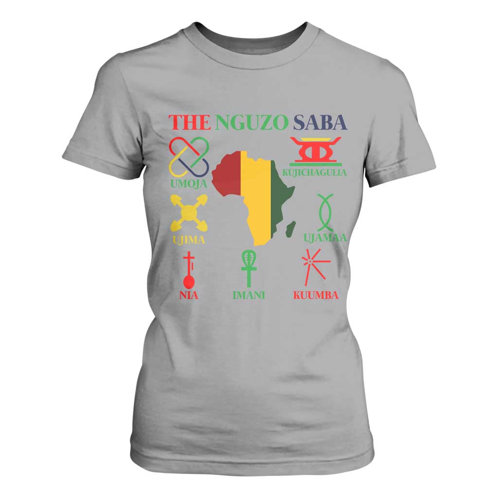 Nguzo Saba Seven Principles T Shirt For Women Festival Of Lights African Heritage Gift TS12 Sport Gray Print Your Wear