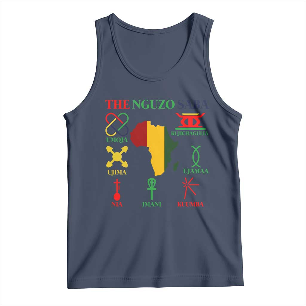 Nguzo Saba Seven Principles Tank Top Festival Of Lights African Heritage Gift TS12 Navy Print Your Wear
