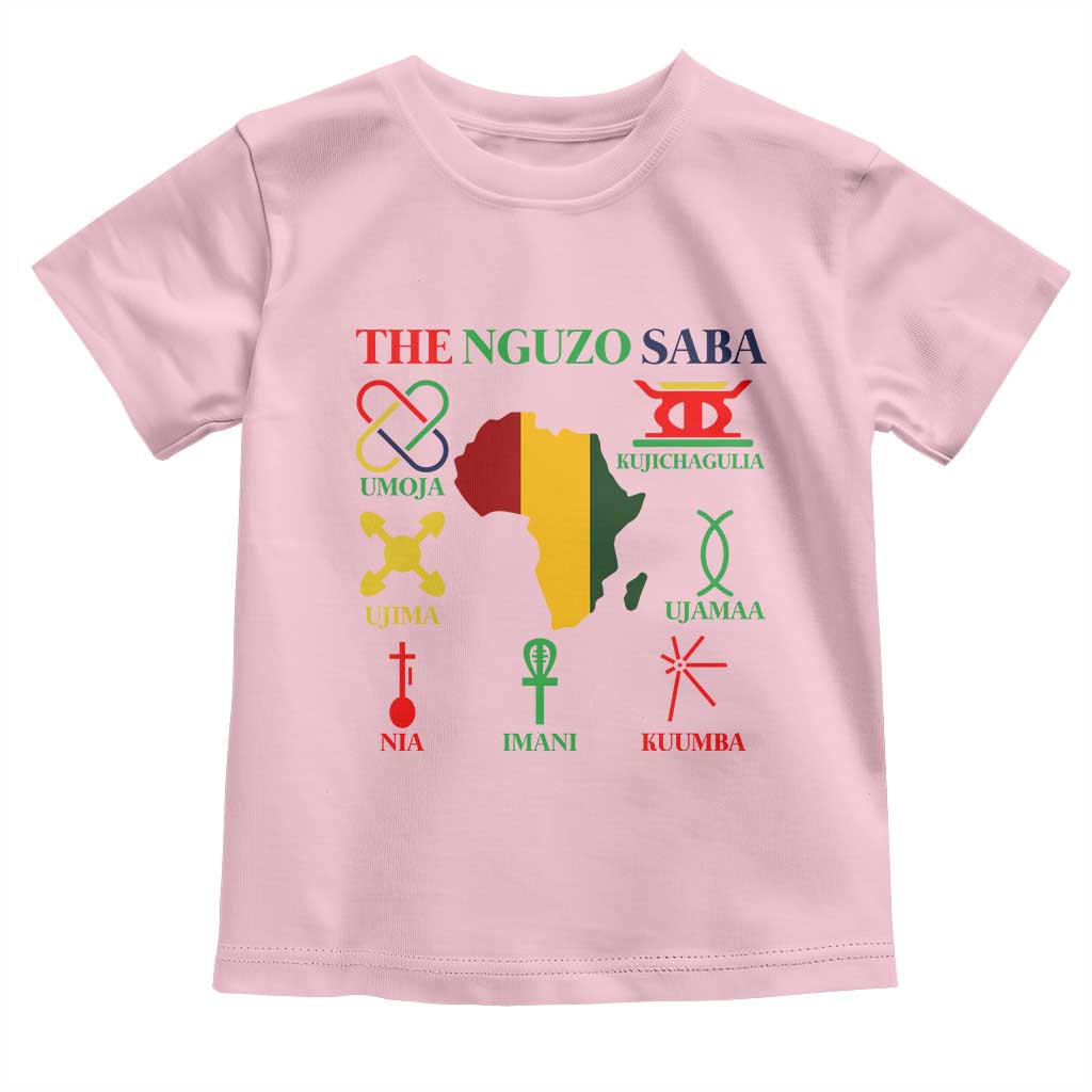 Nguzo Saba Seven Principles Toddler T Shirt Festival Of Lights African Heritage Gift TS12 Light Pink Print Your Wear