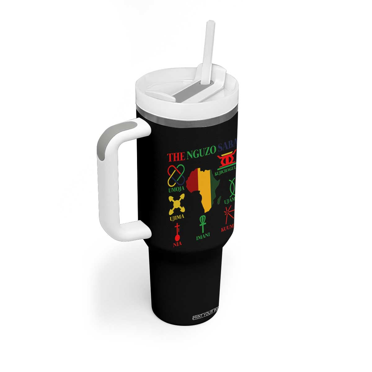 Nguzo Saba Seven Principles Tumbler With Handle Festival Of Lights African Heritage Gift - Print Your Wear