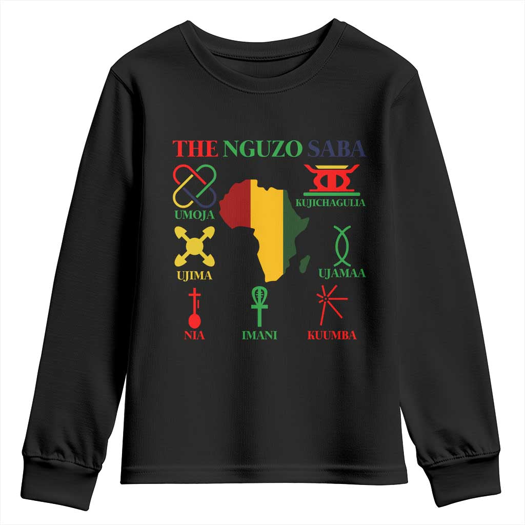 Nguzo Saba Seven Principles Youth Sweatshirt Festival Of Lights African Heritage Gift - Print Your Wear
