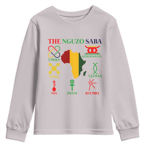 Nguzo Saba Seven Principles Youth Sweatshirt Festival Of Lights African Heritage Gift TS12 Ice Gray Print Your Wear