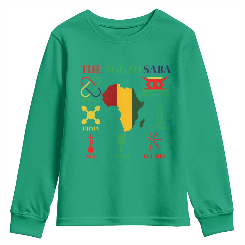Nguzo Saba Seven Principles Youth Sweatshirt Festival Of Lights African Heritage Gift TS12 Irish Green Print Your Wear