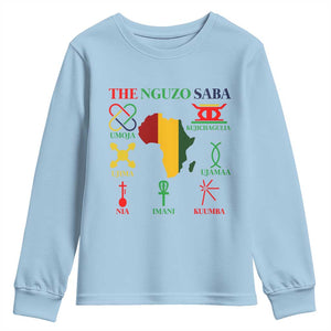 Nguzo Saba Seven Principles Youth Sweatshirt Festival Of Lights African Heritage Gift TS12 Light Blue Print Your Wear