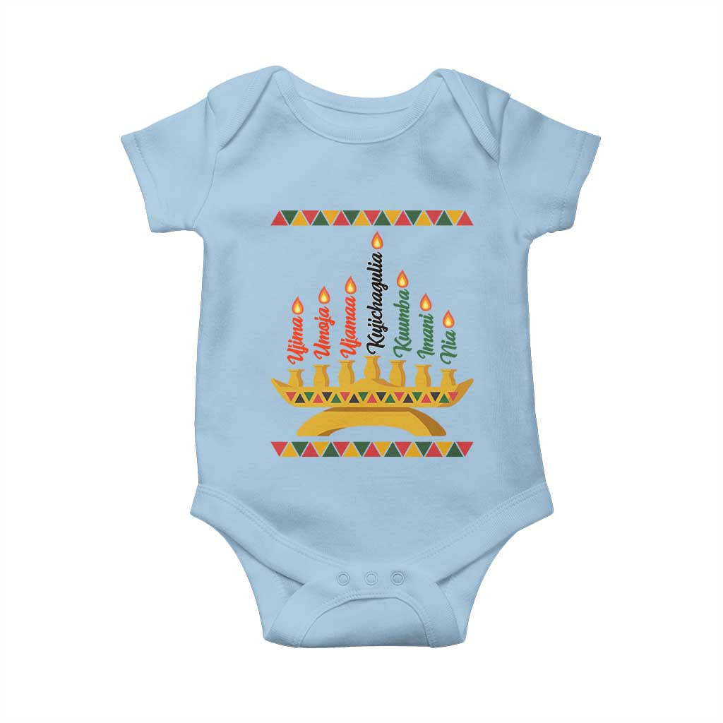 7 Principles Of Kwanzaa Baby Onesie Festival Of Lights African Heritage Gift TS12 Light Blue Print Your Wear