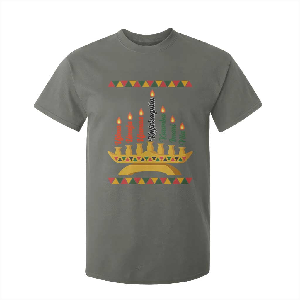 7 Principles Of Kwanzaa T Shirt For Kid Festival Of Lights African Heritage Gift TS12 Military Green Print Your Wear