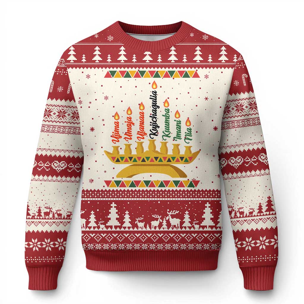 7 Principles Of Kwanzaa Ugly Christmas Sweater Festival Of Lights African Heritage Gift TS12 Beige Red Print Your Wear