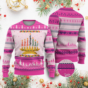 7 Principles Of Kwanzaa Ugly Christmas Sweater Festival Of Lights African Heritage Gift TS12 Hot Pink Print Your Wear