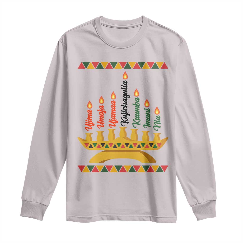 7 Principles Of Kwanzaa Long Sleeve Shirt Festival Of Lights African Heritage Gift TS12 Ice Gray Print Your Wear