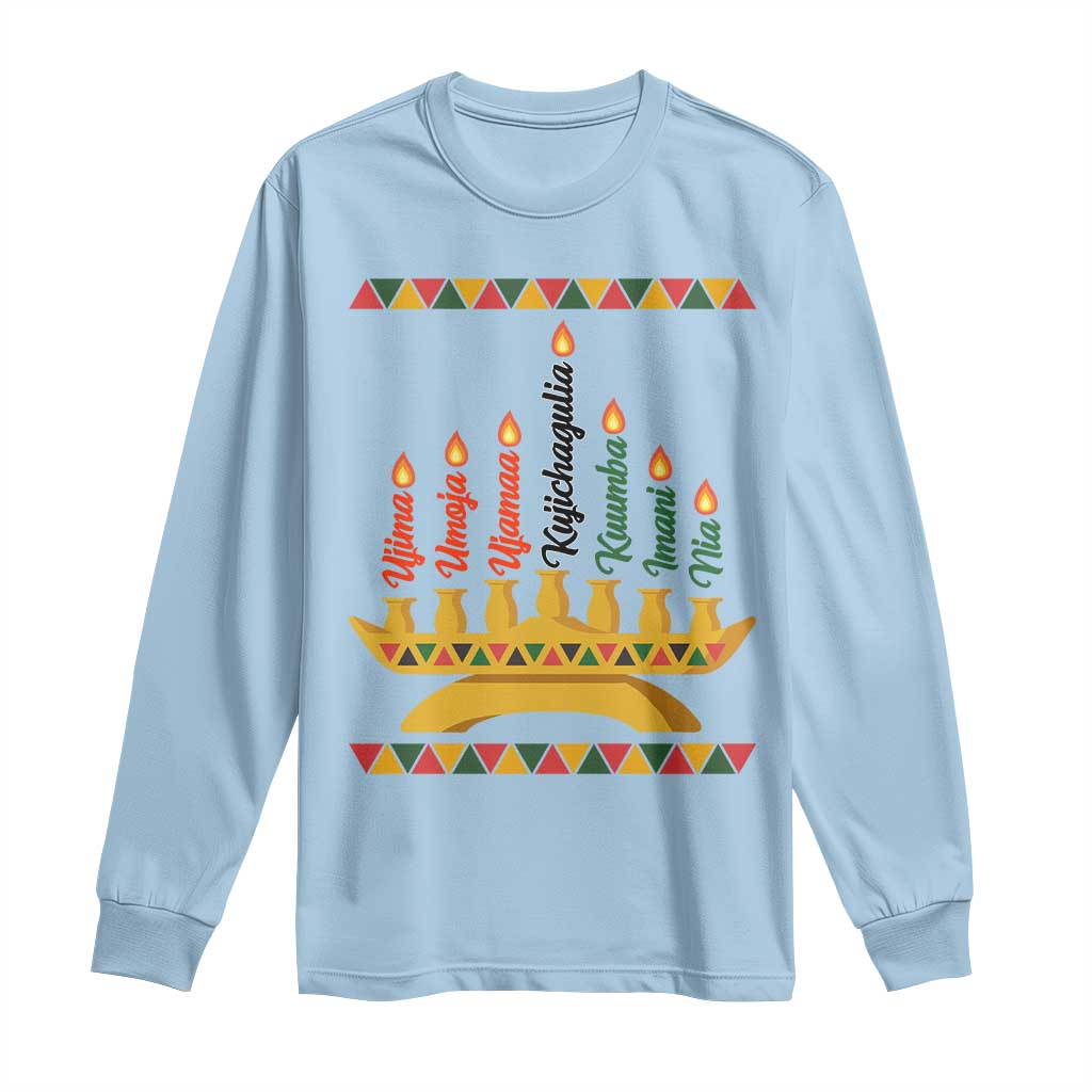 7 Principles Of Kwanzaa Long Sleeve Shirt Festival Of Lights African Heritage Gift TS12 Light Blue Print Your Wear