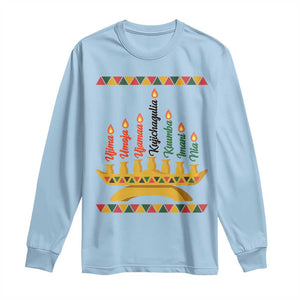 7 Principles Of Kwanzaa Long Sleeve Shirt Festival Of Lights African Heritage Gift TS12 Light Blue Print Your Wear