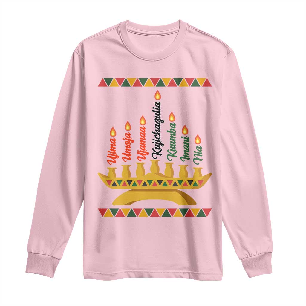 7 Principles Of Kwanzaa Long Sleeve Shirt Festival Of Lights African Heritage Gift TS12 Light Pink Print Your Wear
