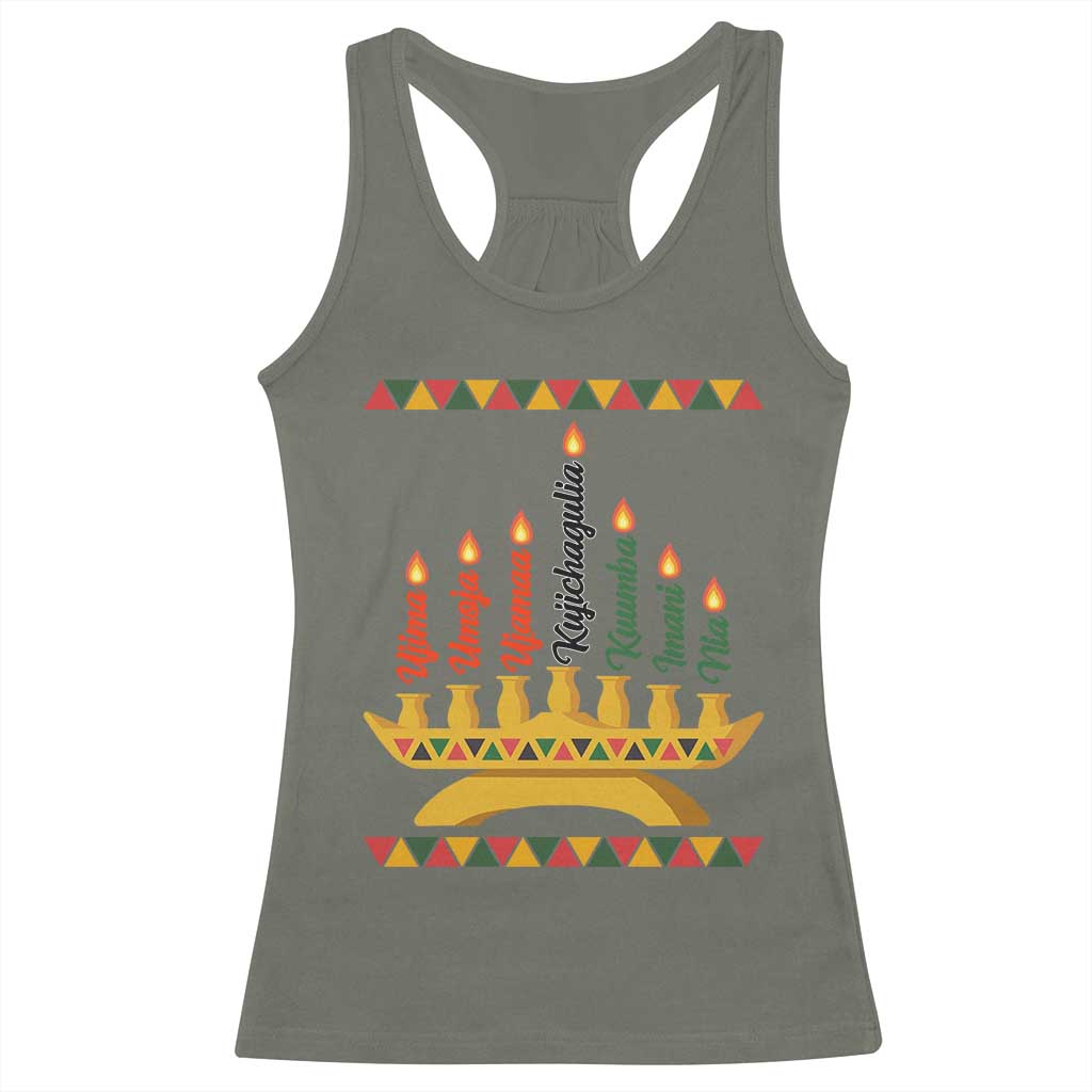 7 Principles Of Kwanzaa Racerback Tank Top Festival Of Lights African Heritage Gift TS12 Military Green Print Your Wear