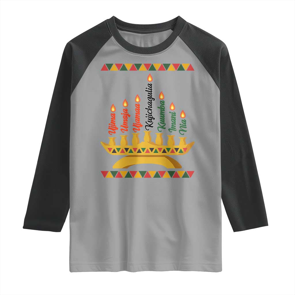 7 Principles Of Kwanzaa Raglan Shirt Festival Of Lights African Heritage Gift - Print Your Wear