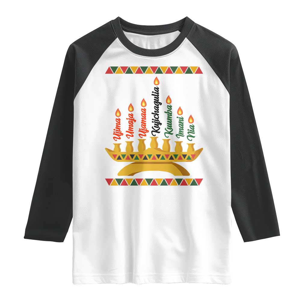 7 Principles Of Kwanzaa Raglan Shirt Festival Of Lights African Heritage Gift - Print Your Wear