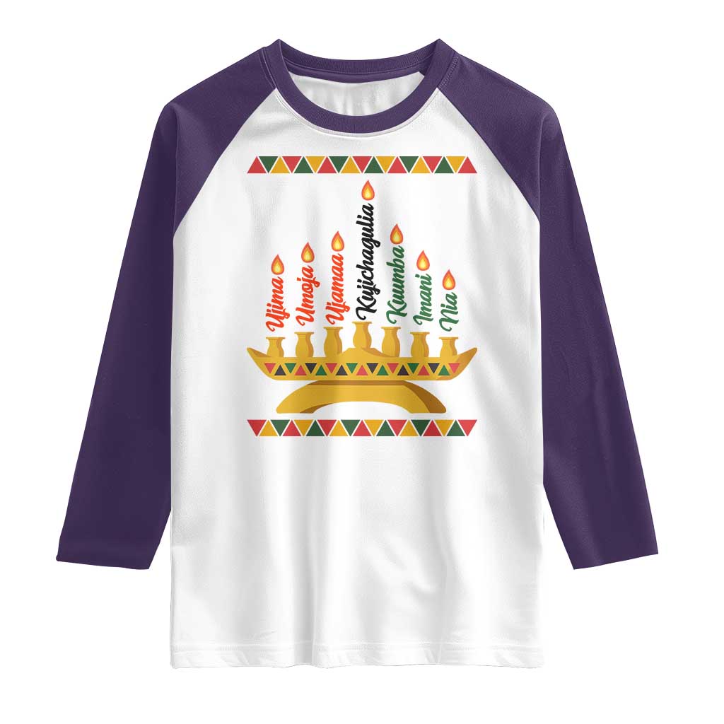 7 Principles Of Kwanzaa Raglan Shirt Festival Of Lights African Heritage Gift - Print Your Wear