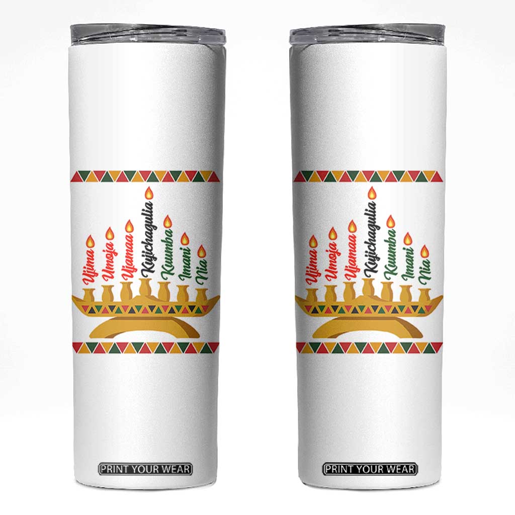 7 Principles Of Kwanzaa Skinny Tumbler Festival Of Lights African Heritage Gift - Print Your Wear