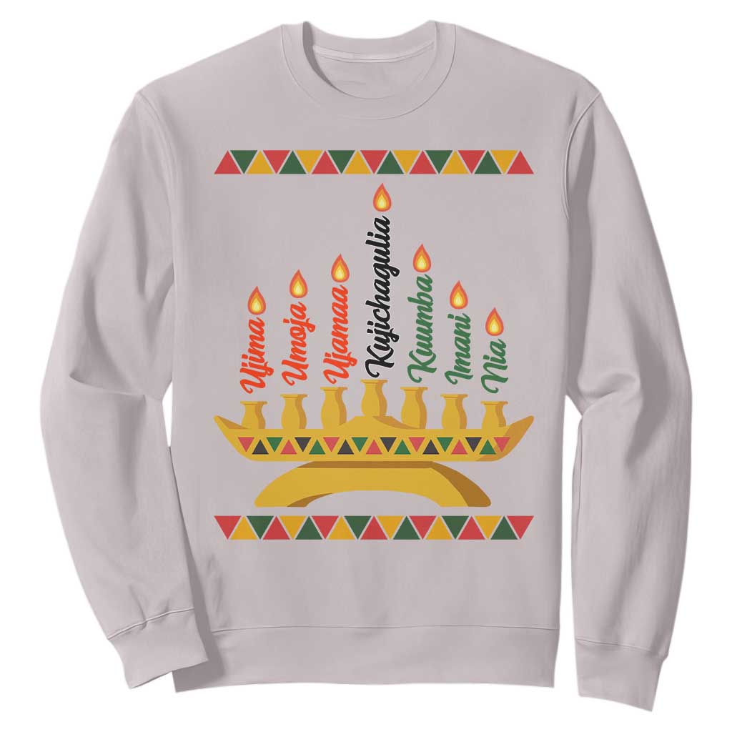 7 Principles Of Kwanzaa Sweatshirt Festival Of Lights African Heritage Gift TS12 Ice Gray Print Your Wear