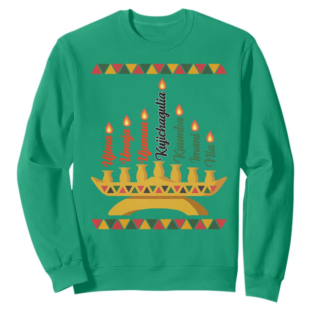 7 Principles Of Kwanzaa Sweatshirt Festival Of Lights African Heritage Gift TS12 Irish Green Print Your Wear