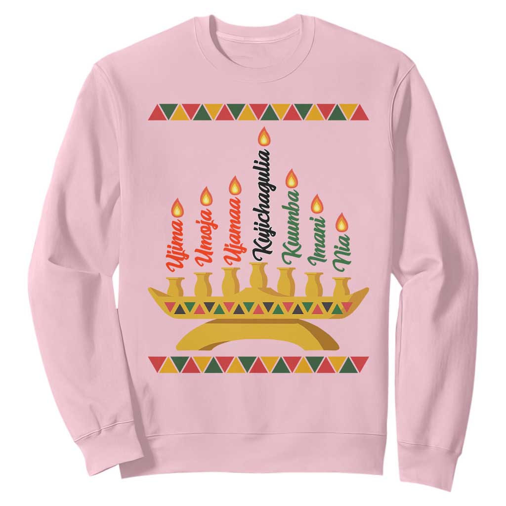 7 Principles Of Kwanzaa Sweatshirt Festival Of Lights African Heritage Gift TS12 Light Pink Print Your Wear