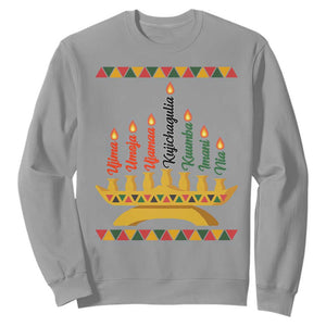 7 Principles Of Kwanzaa Sweatshirt Festival Of Lights African Heritage Gift TS12 Sport Gray Print Your Wear