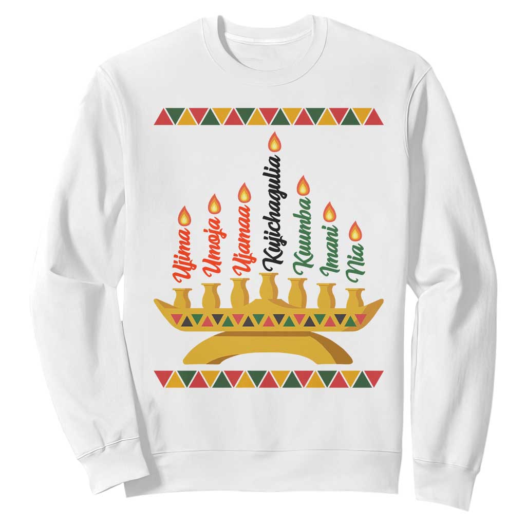 7 Principles Of Kwanzaa Sweatshirt Festival Of Lights African Heritage Gift - Print Your Wear