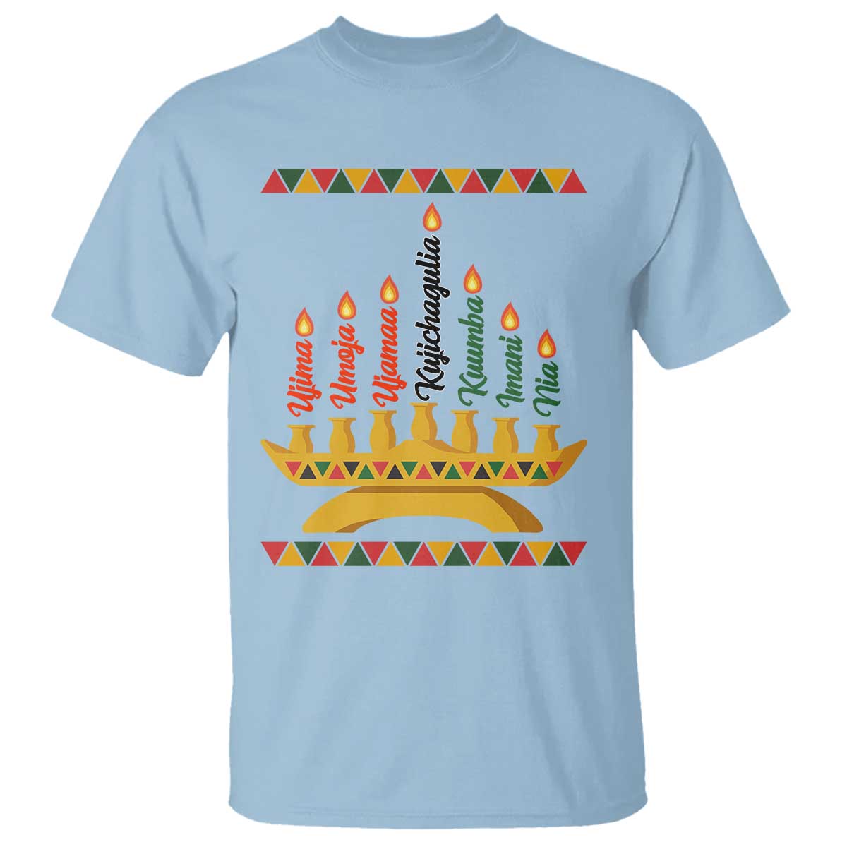 7 Principles Of Kwanzaa T Shirt Festival Of Lights African Heritage Gift TS12 Light Blue Print Your Wear