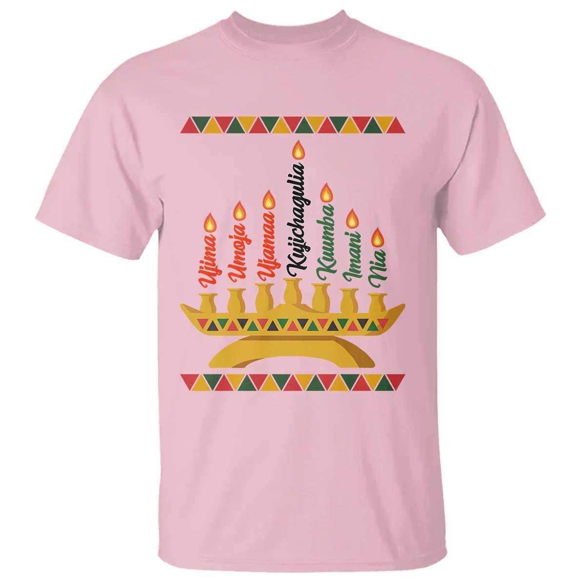 7 Principles Of Kwanzaa T Shirt Festival Of Lights African Heritage Gift TS12 Light Pink Print Your Wear