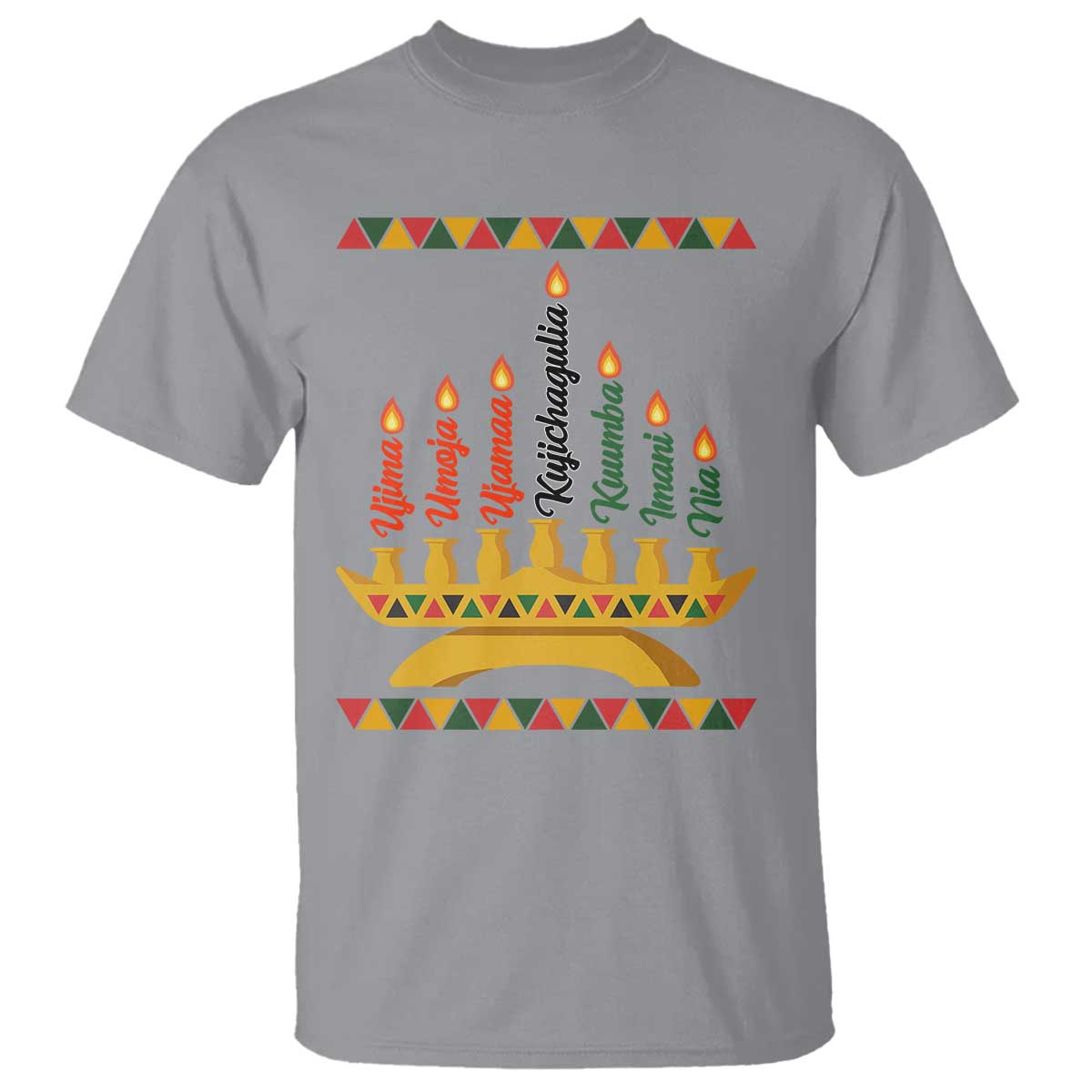 7 Principles Of Kwanzaa T Shirt Festival Of Lights African Heritage Gift TS12 Sport Gray Print Your Wear