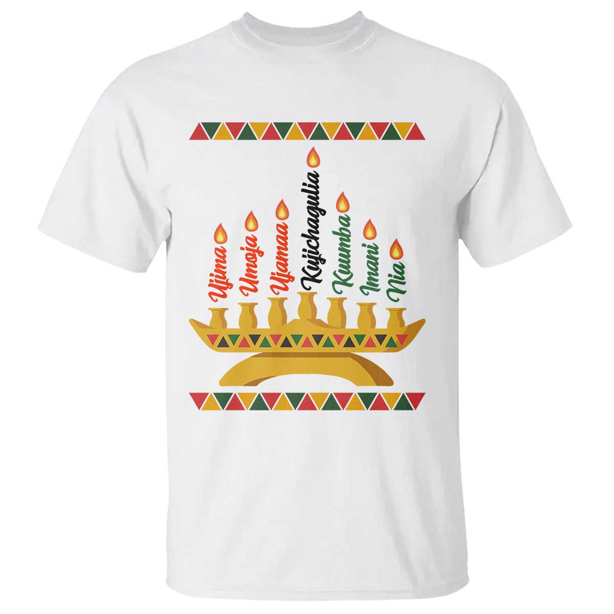 7 Principles Of Kwanzaa T Shirt Festival Of Lights African Heritage Gift TS12 White Print Your Wear