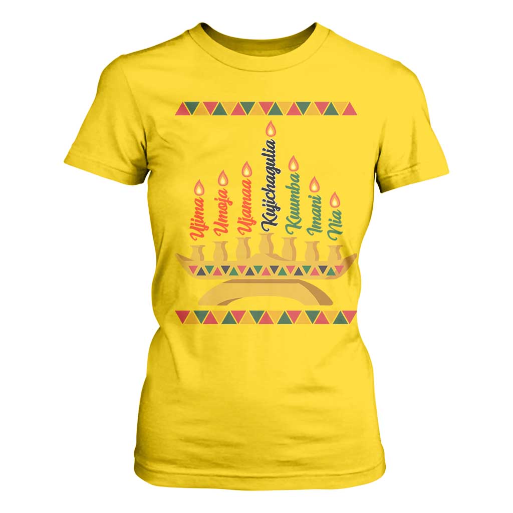 7 Principles Of Kwanzaa T Shirt For Women Festival Of Lights African Heritage Gift TS12 Daisy Print Your Wear