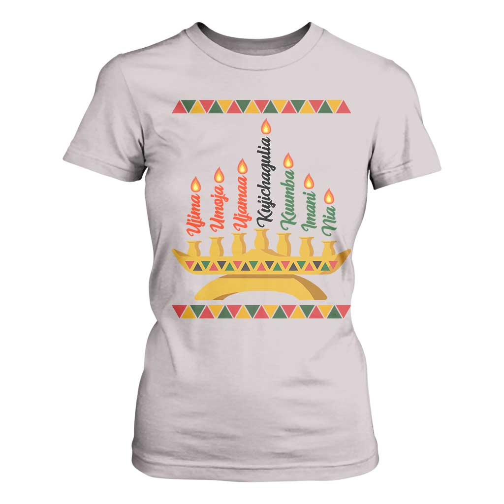 7 Principles Of Kwanzaa T Shirt For Women Festival Of Lights African Heritage Gift TS12 Ice Gray Print Your Wear