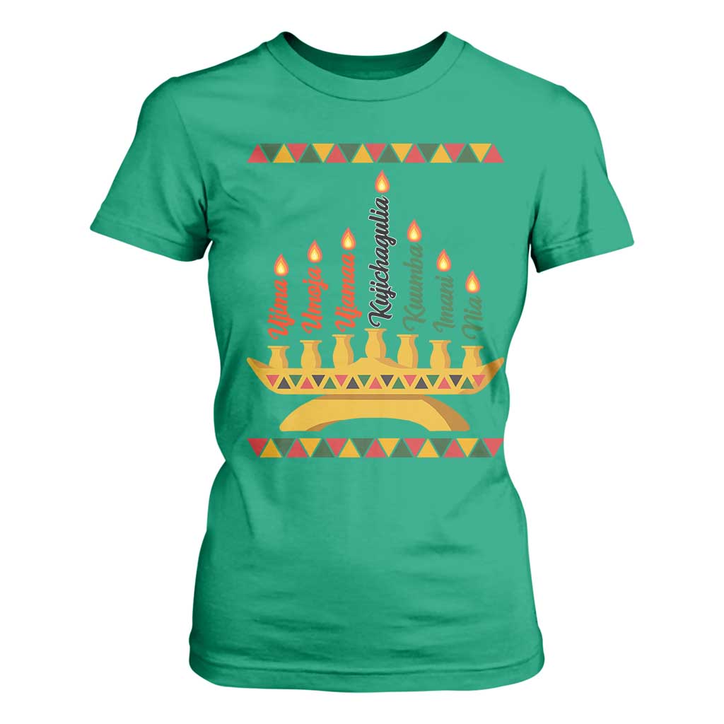 7 Principles Of Kwanzaa T Shirt For Women Festival Of Lights African Heritage Gift TS12 Irish Green Print Your Wear