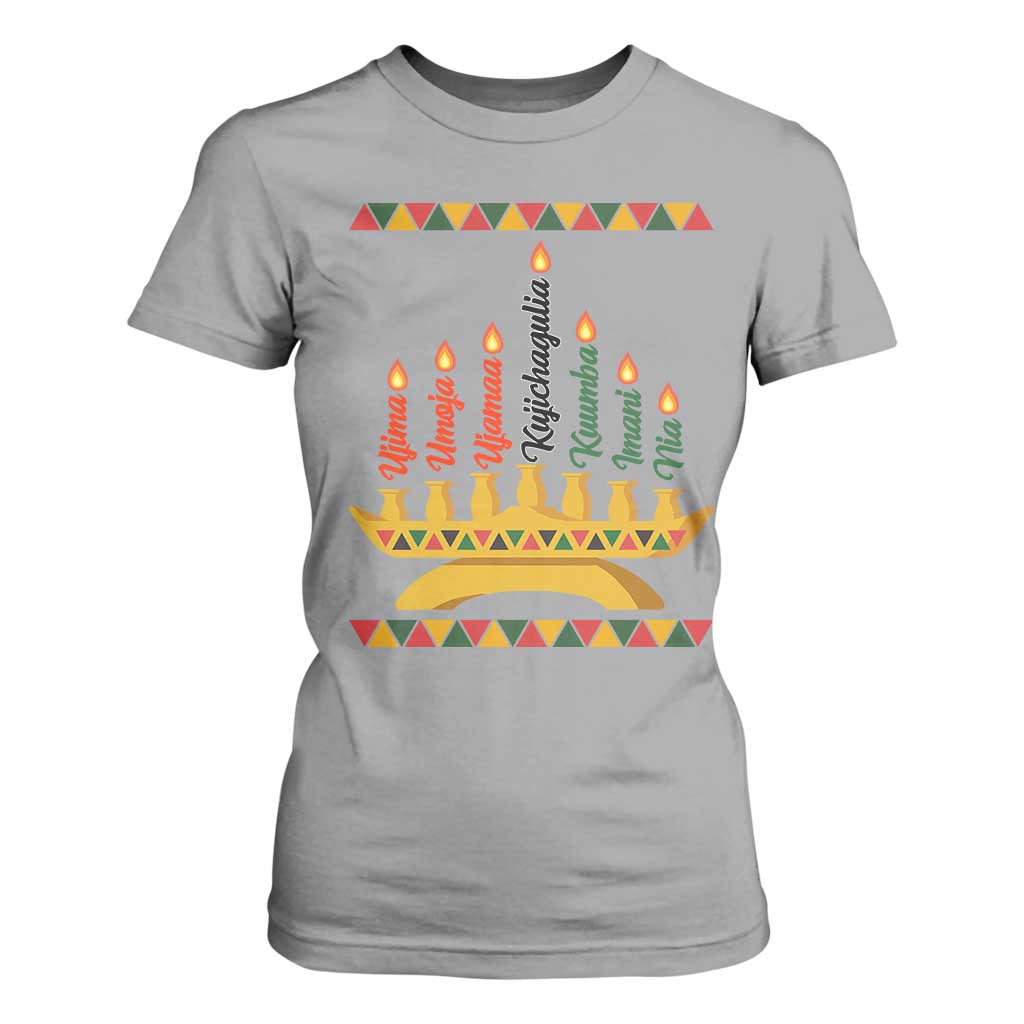 7 Principles Of Kwanzaa T Shirt For Women Festival Of Lights African Heritage Gift TS12 Sport Gray Print Your Wear